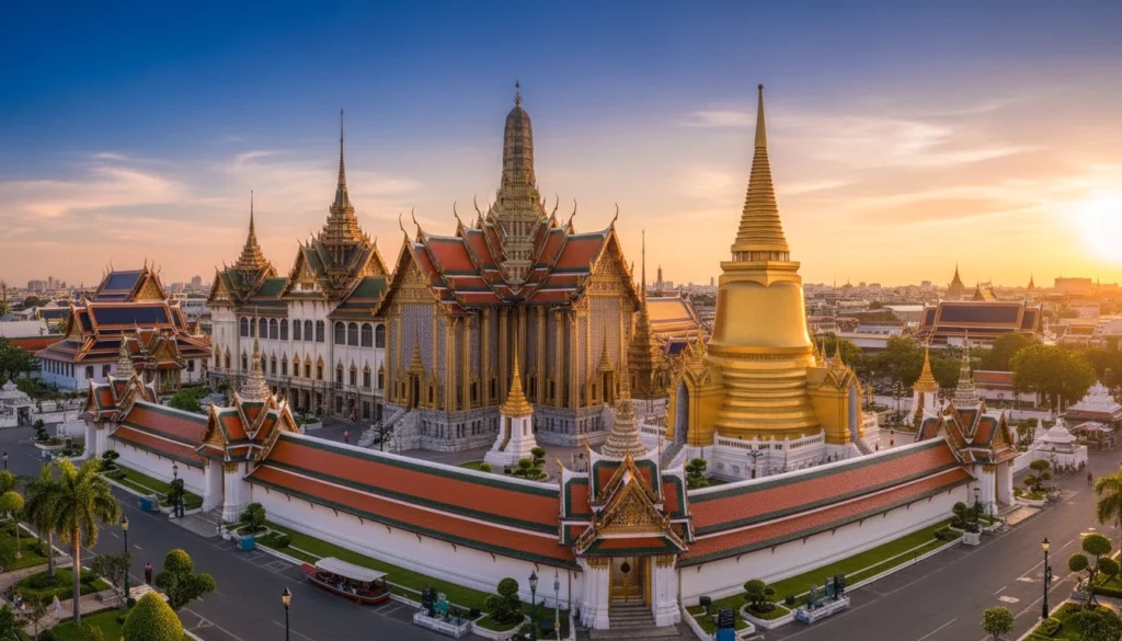 Grand Palace in Bangkok at golden hour