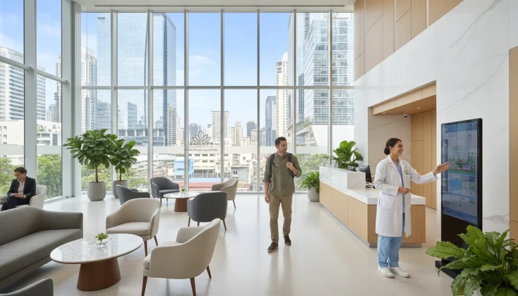 private hospital lobby in Bangkok