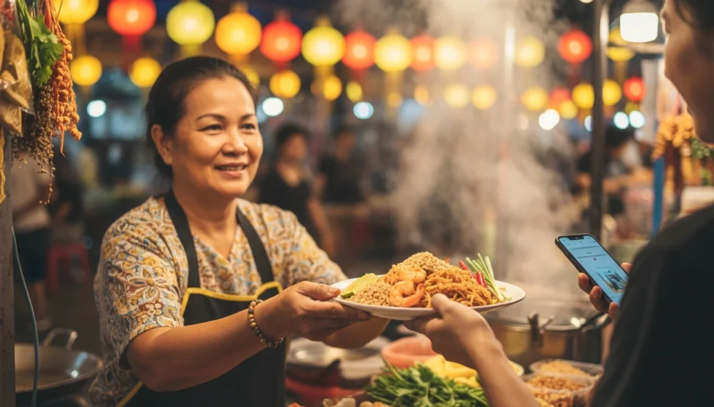 Thai Lady With Street Food