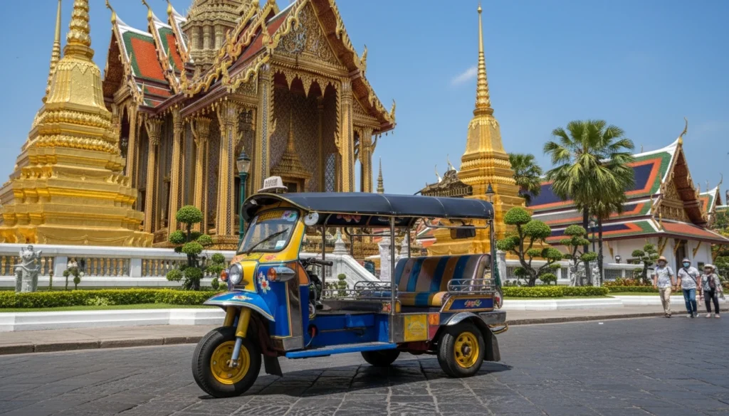 thai tuk tuk outside golden temple